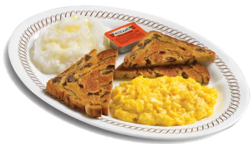 CHEESE N’ EGGS WITH RAISIN TOAST